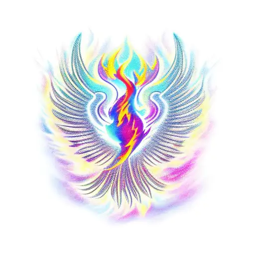 A Phoenix Surrounded By Vibrant Flames