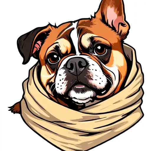 Illustration Dog In Blanket Wrapped