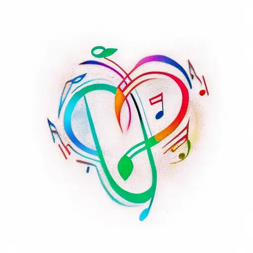 A Minimalist Tattoo Of A Music Note Intertwined With A Heart