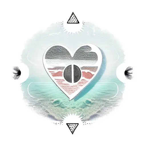 A Beach Scene With A Heart-shaped Sun And The Words 'Amor Verdadeiro'