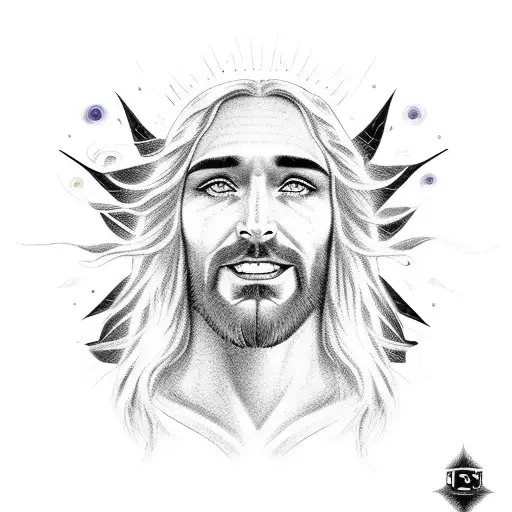 A Cosmic Jesus With Fiery Eyes And White Hair