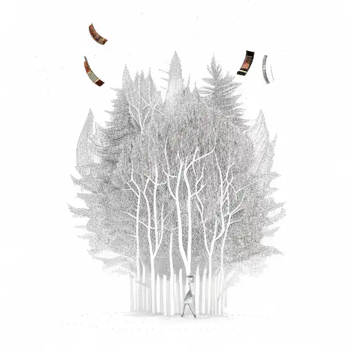 An Enchanted Forest With Books Growing On The Trees