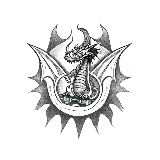 A Dragon Shredding A Skateboard On A Punk Rock Stage