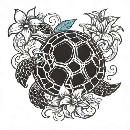 Turtle Swimming Hawaii Flowers