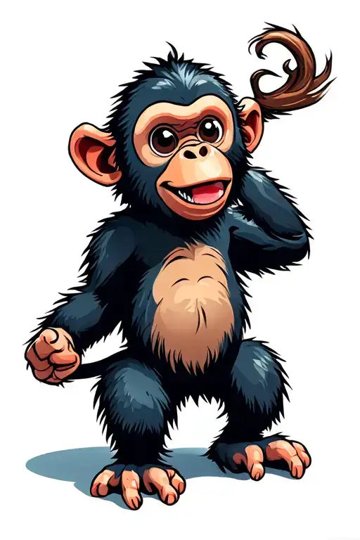 Drawing Of A Animated Happy Monkey