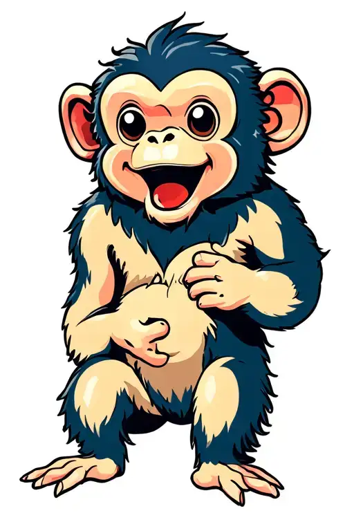 Drawing Of A Tender And Happy Monkey Of Chinese Horoscope