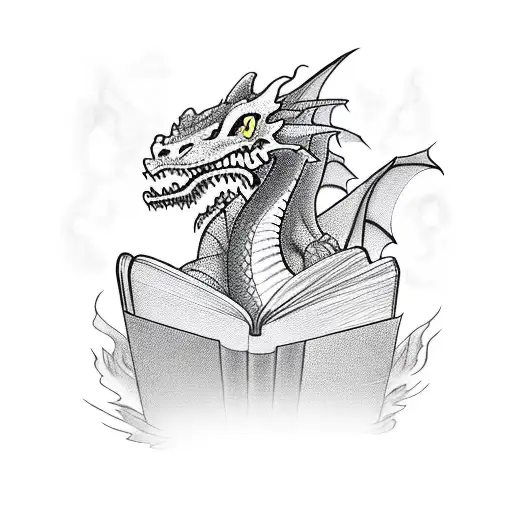A Dragon Reading A Book