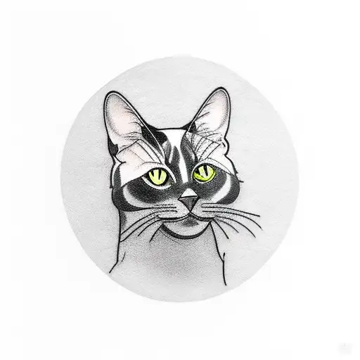 A Minimalist Tattoo Of A Black Cat