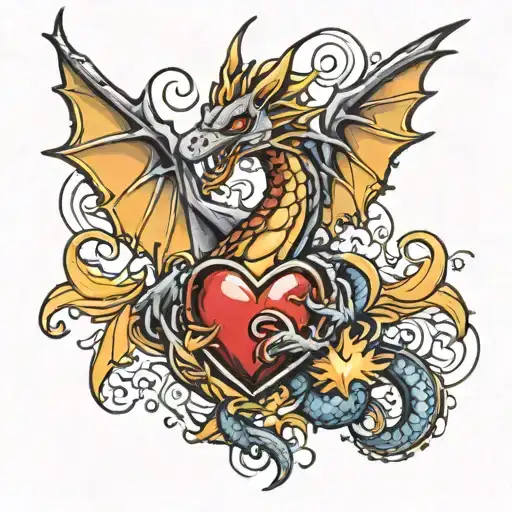 Heart With A Dragon Wings