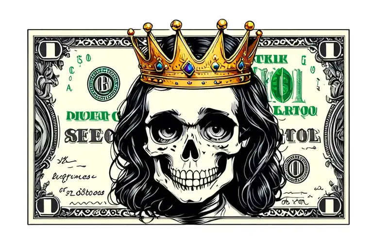 Princess Crown Money Sad Pretty Modern Skeleton