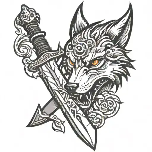 Sword And Wolf Face