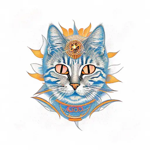 Orange Cat Face In A Sun Goddess Frame