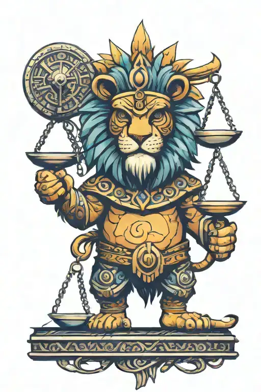 Aztec Lion Holding Scale Balanced Scale Of Justice