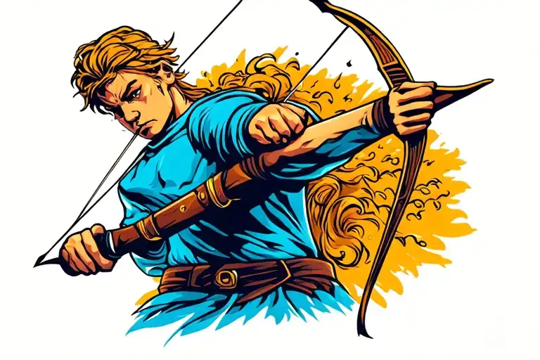 A Bow And Arrow Being Shot