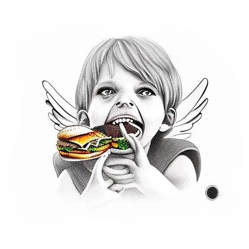 Angel Eating Burger