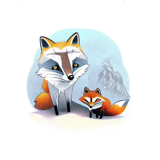 Fox And A Racoon With Knives