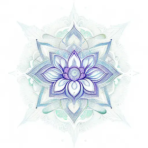 Lotus Flower Surrounded By Celestial Symbols