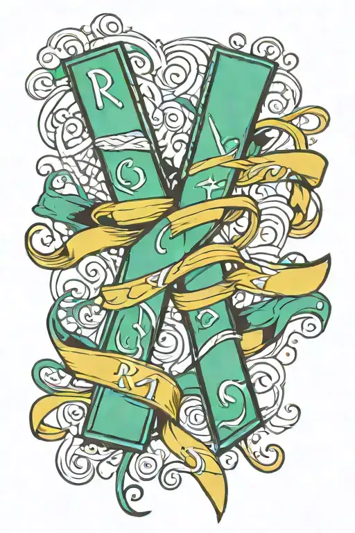 Initials Rjm With Teal Cancer Ribbon