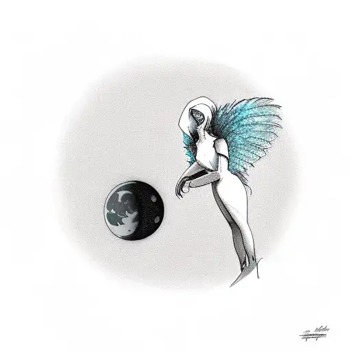 An Harpy Gazing Into The Moon