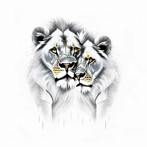 Lion And Lioness With Weed