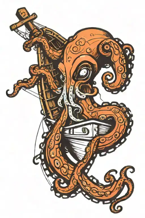 Octopus On Boat Rudder