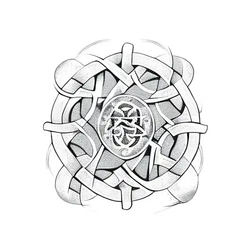 Ancient Celtic Symbol Of Protection Intertwined With Delicate Wildflower Vines