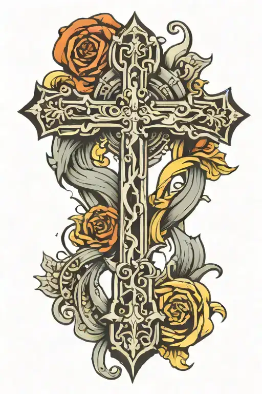 Cross In Shape With Weight Showing Good And Bad Side