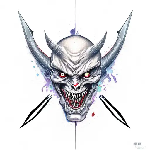 Demon Face With Knife