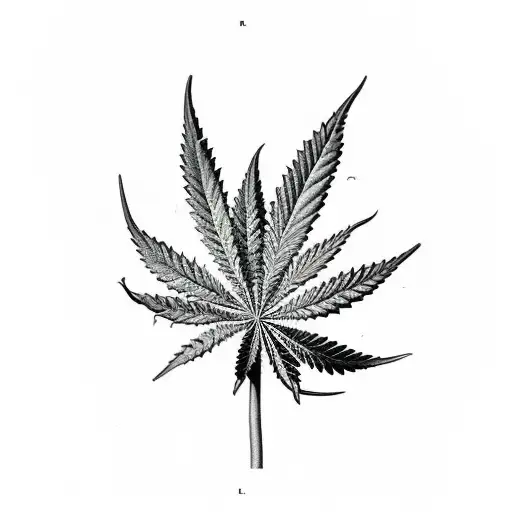 A Botanical Illustration Of A Cannabis Plant With Intricate Details