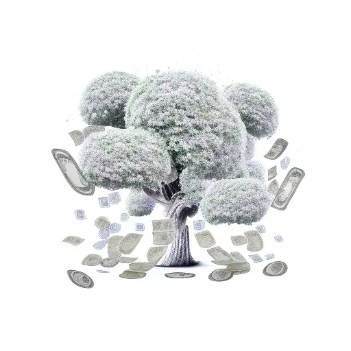Money Tree With Money Bills On It And Falling Of