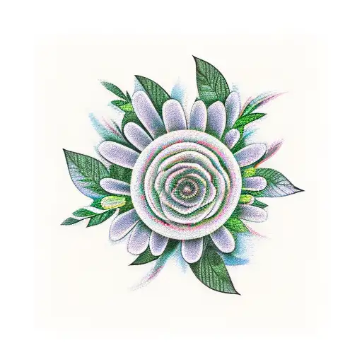 Daisy With Leaves And Vines