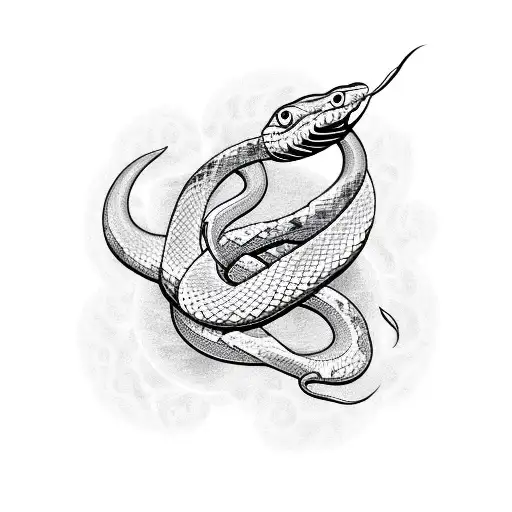 Snake With A Moon And Feather