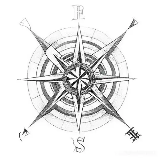 An Intricate Compass Rose Incorporating Christian Symbols