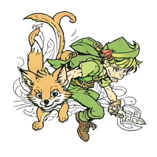 Peter Pan Playing With A Fox