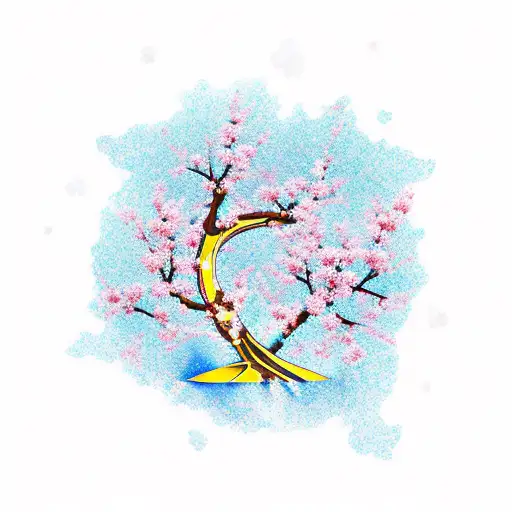 Japanese Anchor With Cherry Blossoms