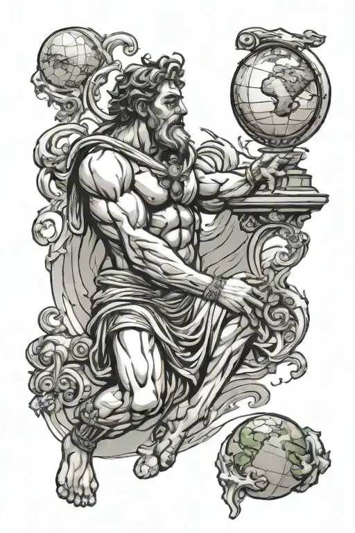 Atlas Holding The World Greek Mythology Inspired