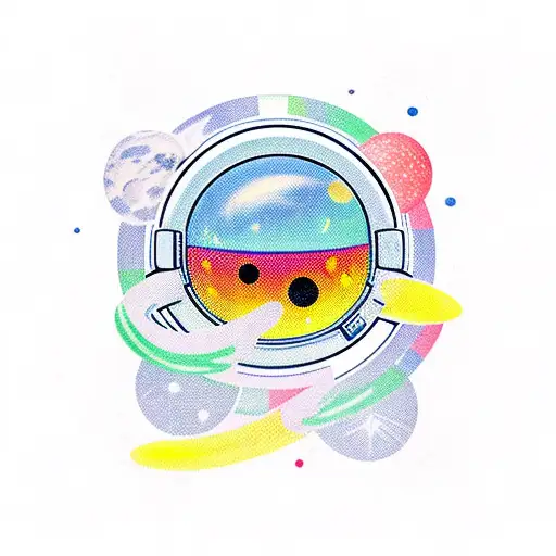 An Astronaut With Colorful Planets In The Background