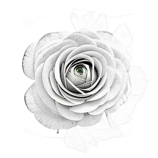 Abstract Ranunculus Rose With Stem And Leaf