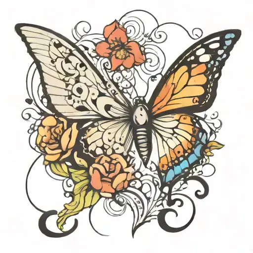 Line Into Heart Into Butterfly Flying