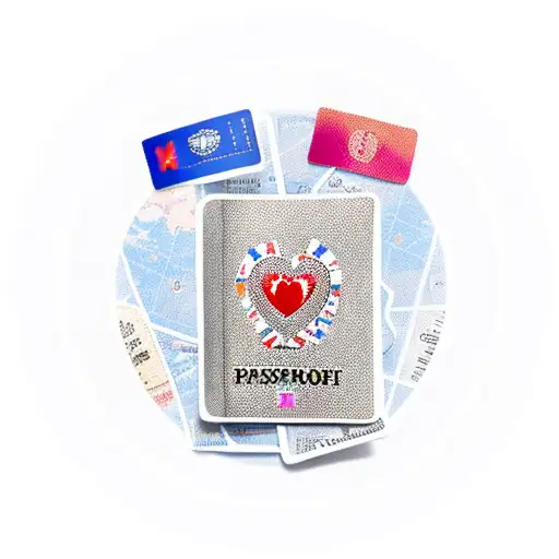 A Passport With Travel Stamps From Different Countries Forming A Heart Shape