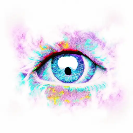 A Crying Purple Eye Mixed With Red Behind A Rising Cloud