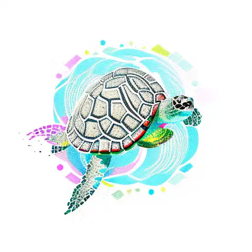 A New-school Design Of A Turtle Dj Mixing Music With Flowers As The Soundwaves