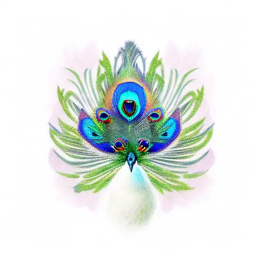 A Peacock With It's Tale Transforming Into Beatiful Flowers