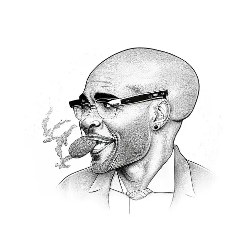 Black Bald Man With Grey Bread In Corvette Car