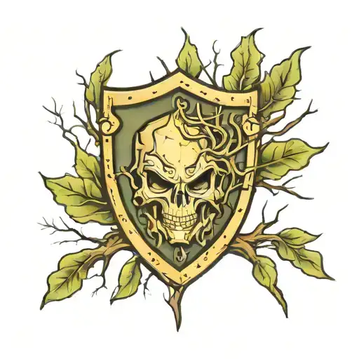 Shield Fading Into Tree Branch