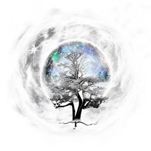 Tree Of Life In Space With Galaxy Around It