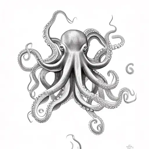 Octopus Tentacles Are Holding A Huge Anchor Tattoo Style Watercolour