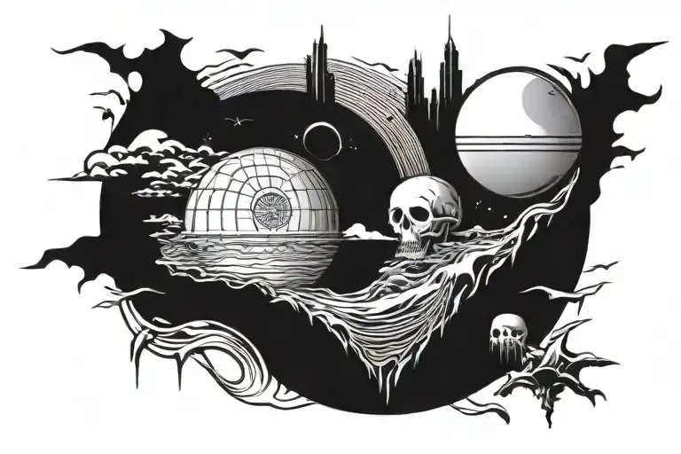 Death Star And Ocean Scene