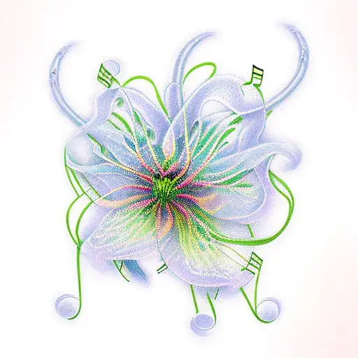 Music Notes Intertwined With Spider Lilies