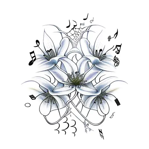Music Notes Intertwined With Spider Lilies